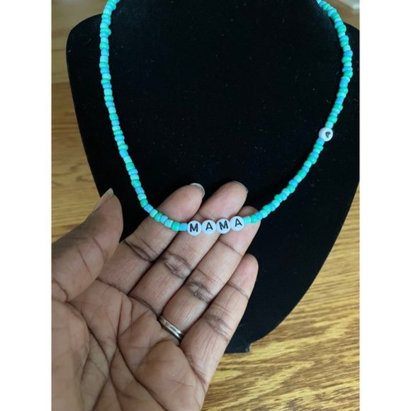 Mama 18 inches Blue Bead Necklace - Picture 2 of 4